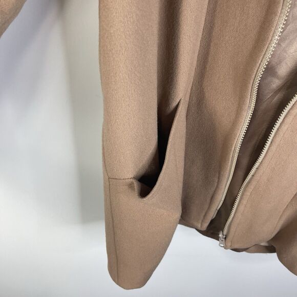 VTG Pendleton Women's Size 8 Tan Wool Full Zip Hooded Coat Classic Minimalist - Picture 4 of 13